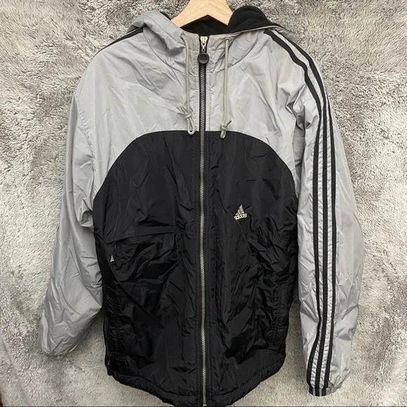 old adidas”broken ”2XL“grange“jacket Vintage 90s Black Adidas Quarter Zip Tear Away Jacket (XL